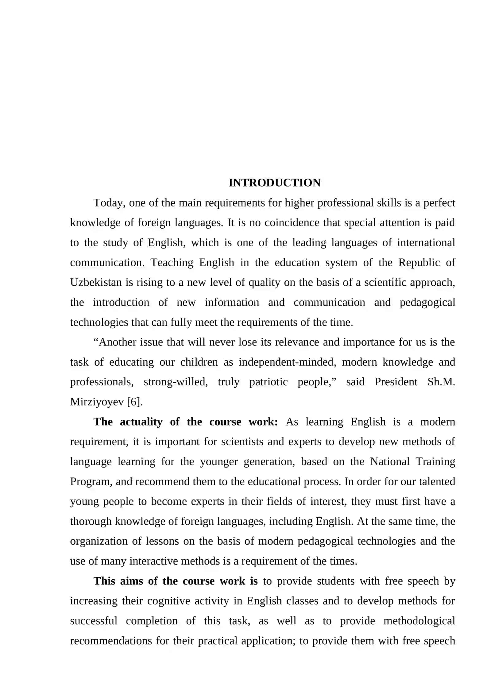 COURSE WORK: THE USAGE OF MODERN TECHNIQUES OF TEACHING ENGLISH IN INDUSTRIAL COLLEGES 3