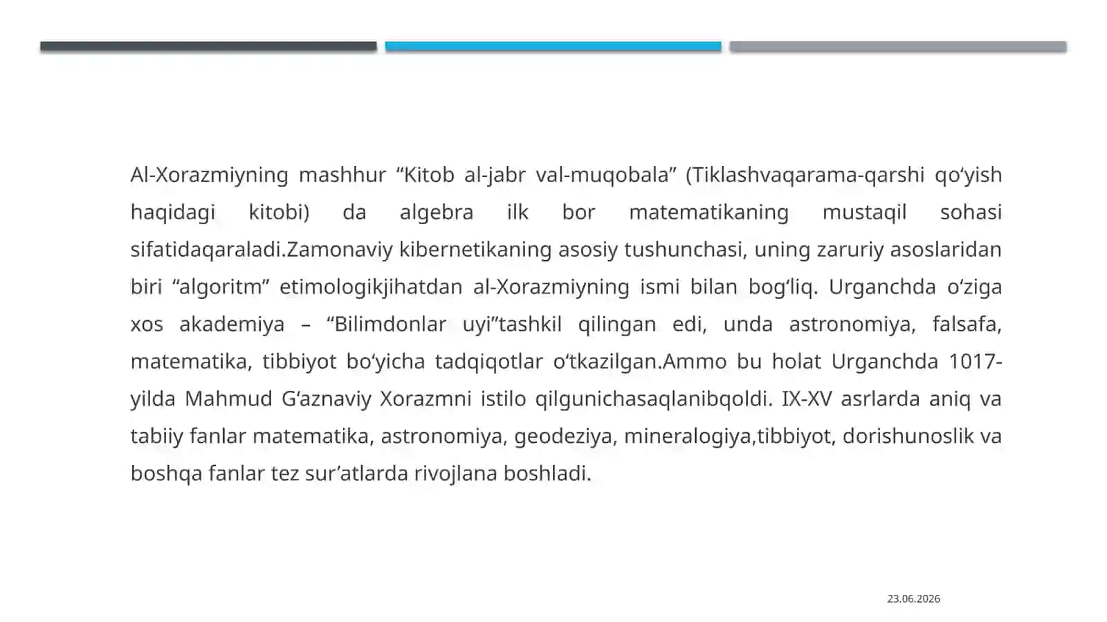 Ajdodlarimizning matematika faniga qoʻshgan ulkan hissalari haqida 3