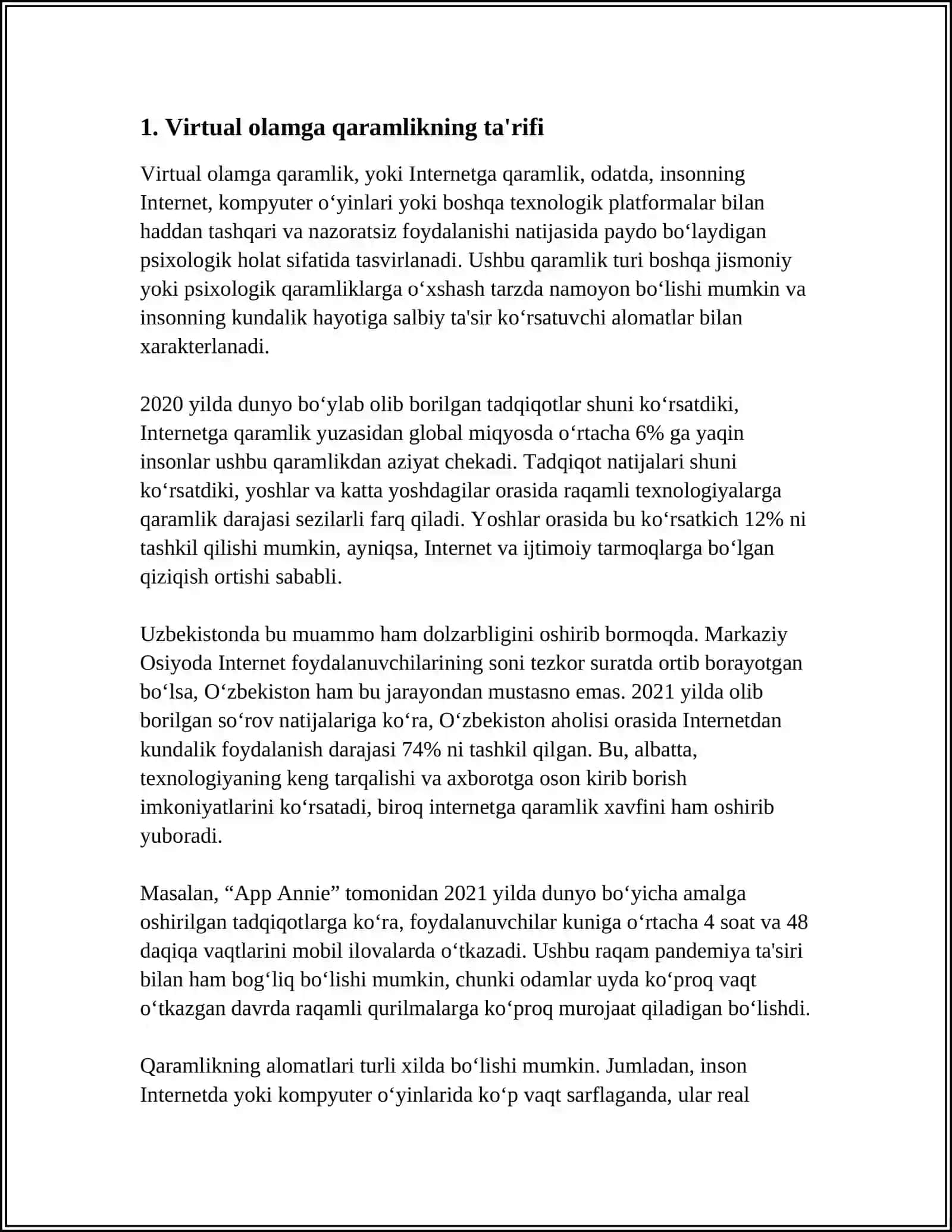 VIRTUAL OLAMGA QARAMLIK VA UNING OQIBATLARI 3