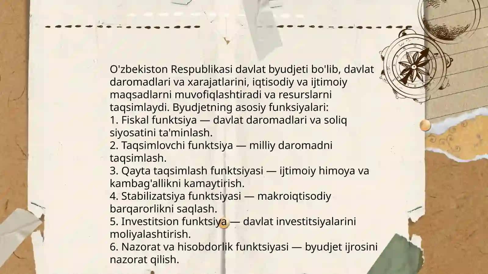O'zbekiston Respublikasi davlat byudjetining mohiyati va funksiyalari 3