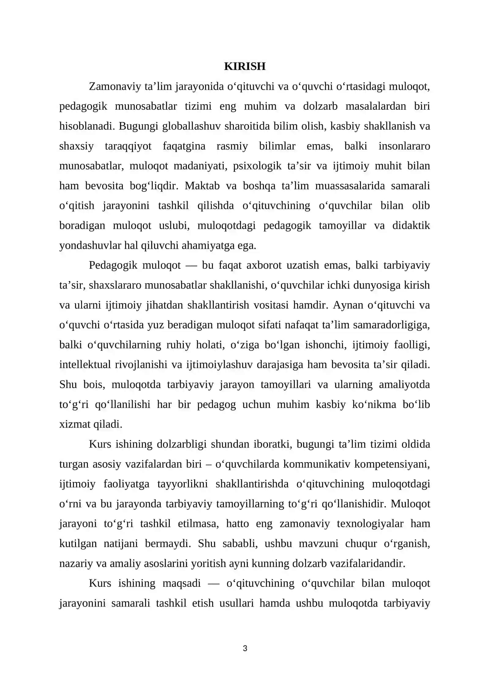 KURS ISHI "Pedagogik Mahorat" 3