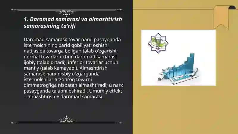 Daromad samarasi va almashtirish samarasi 3