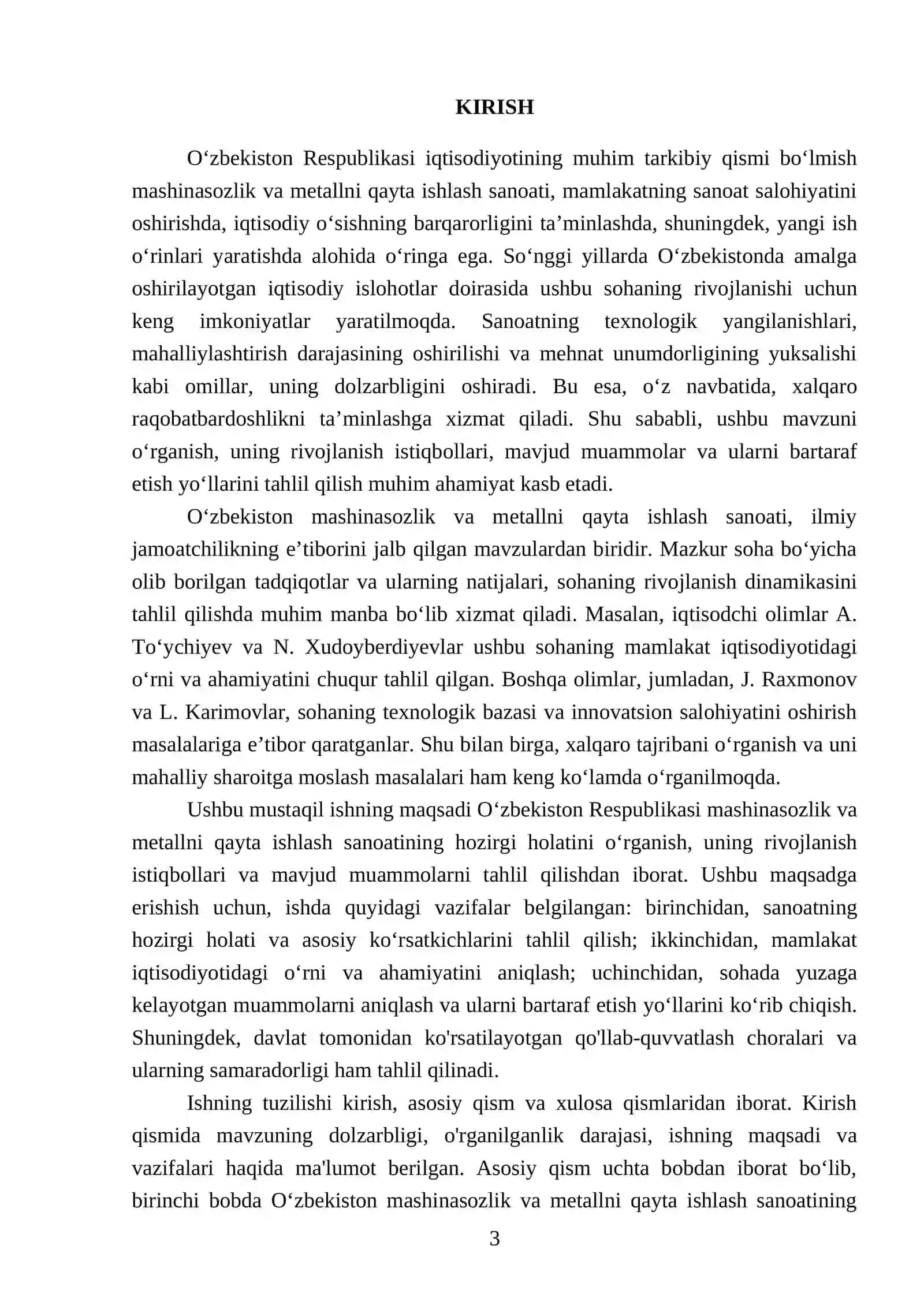 Oʻzbekiston Respublikasi mashinasozligi va metallni qayta ishlash sanoati 3