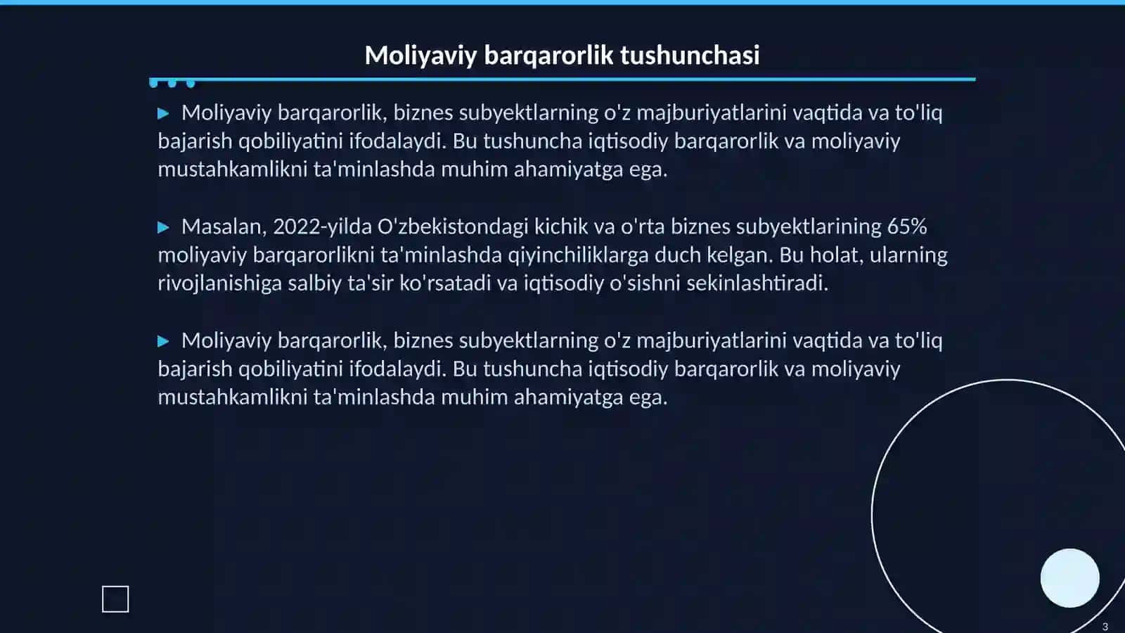 Biznes subyektlarning moliyaviy barqarorligi: baholash, ko‘rsatkichlari, oshirish yo’llari 3