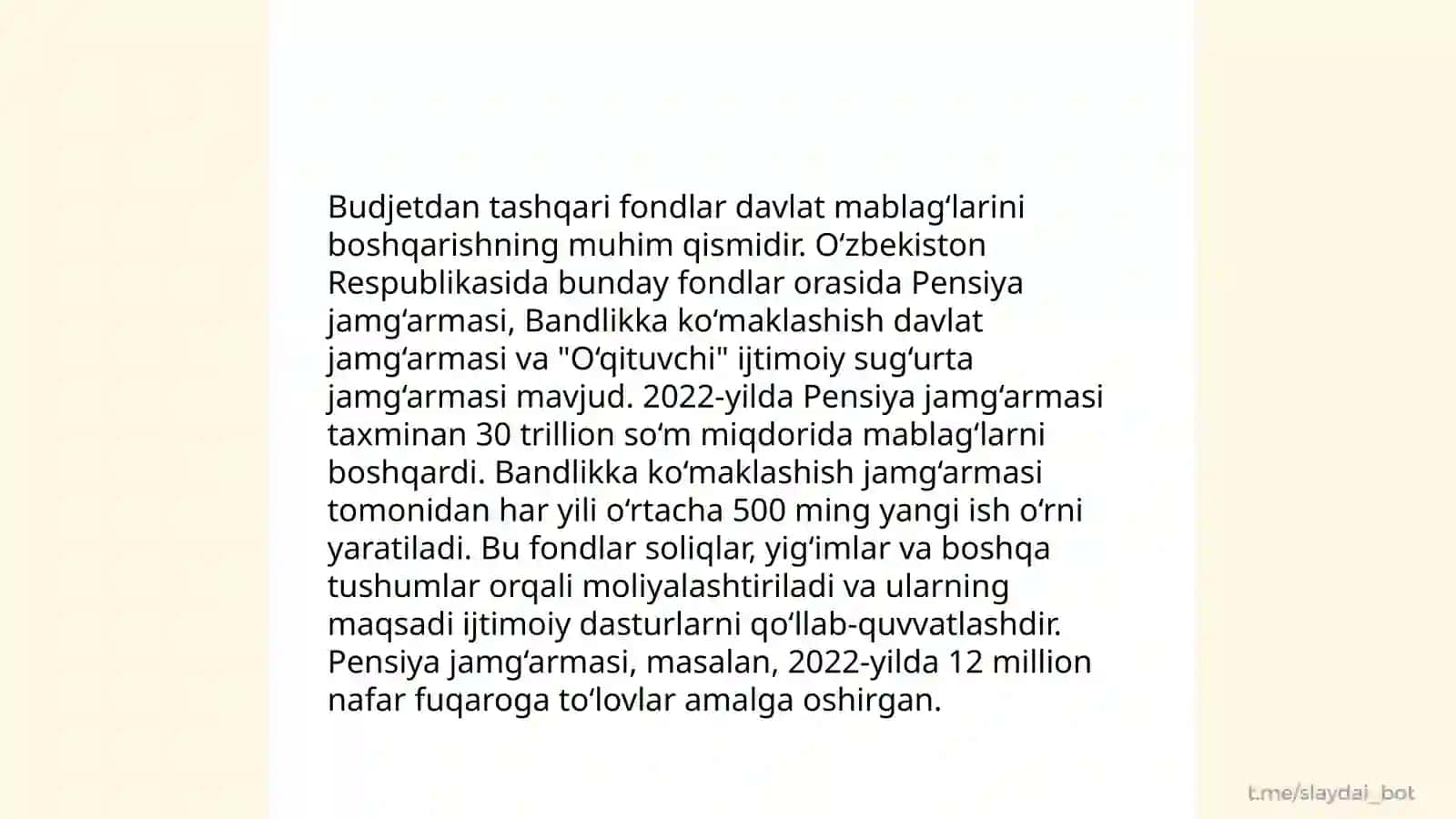 Oʻzbekiston Respublikasida budjetdan tashqari fondlar va ularning ahamiyati 3