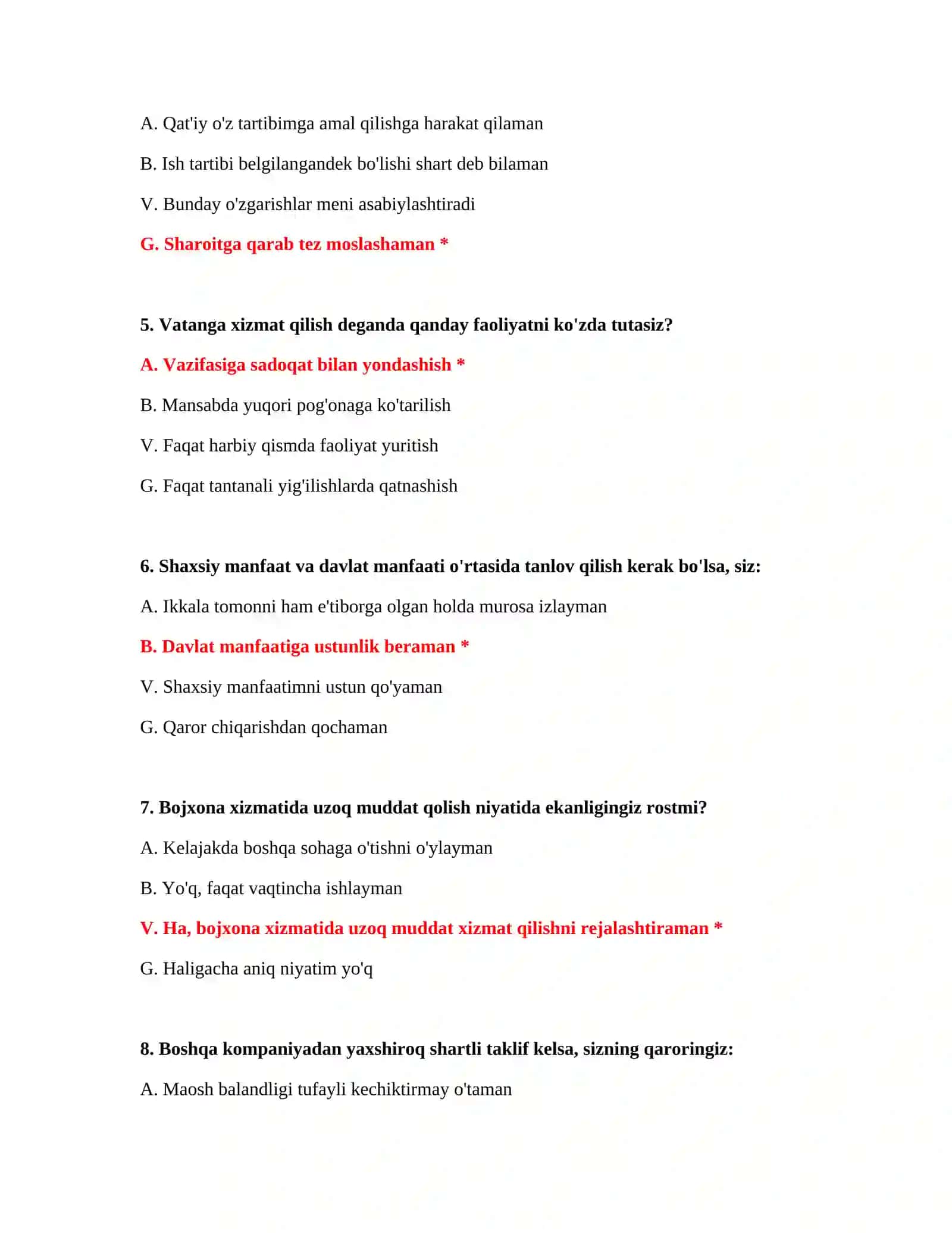 Bojxona akademiyasi 175 ta test 3