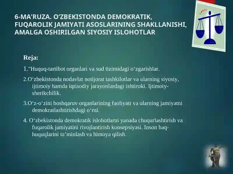 O‘zbekistonda Demokratik, Fuqarolik Jamiyati Asoslarining Shakllanishi, Amalga Oshirilgan Siyosiy Ishlar 3