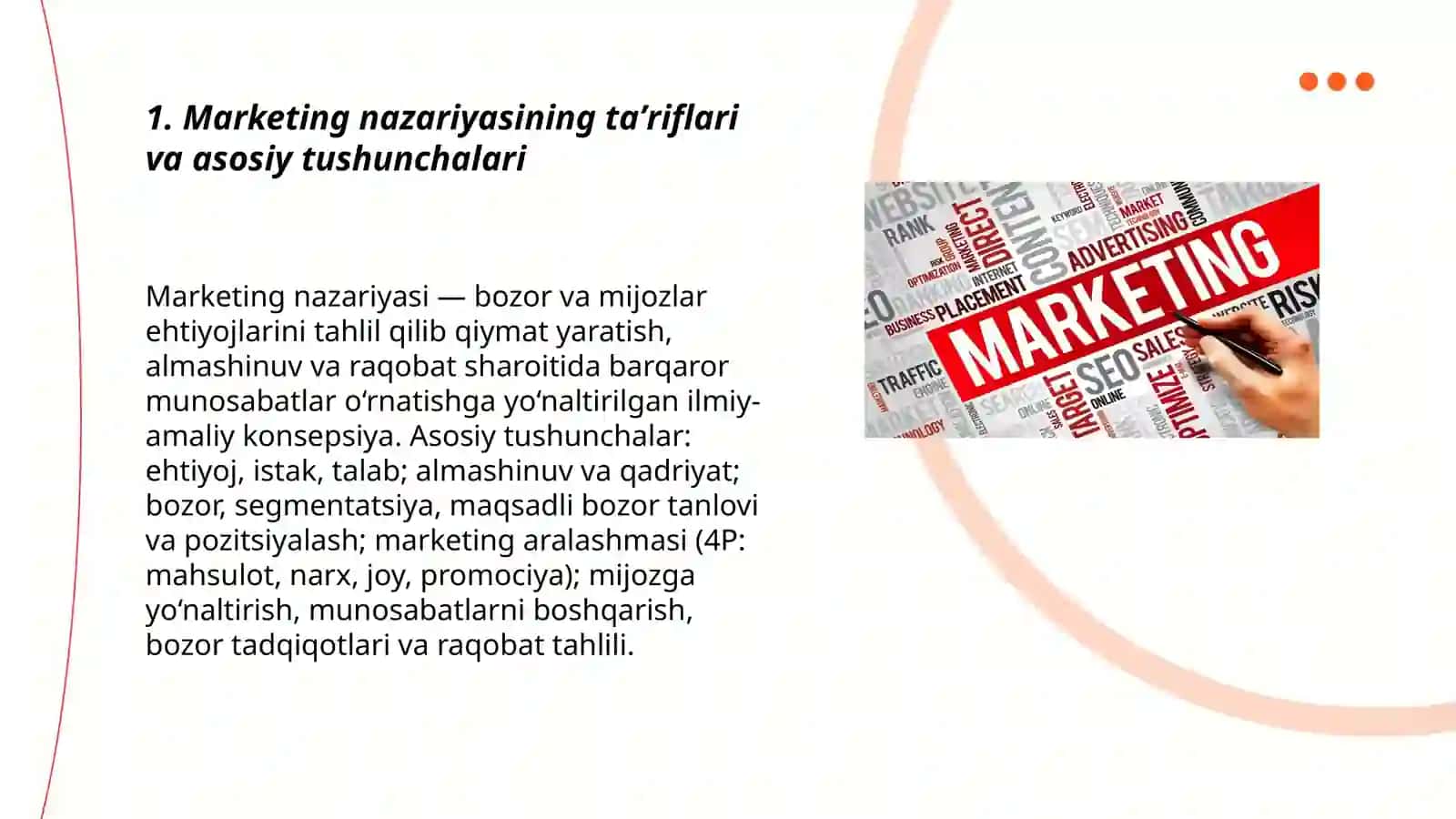 Marketing nazariyasi tushunchasi va uning evolyutsiyasi 3