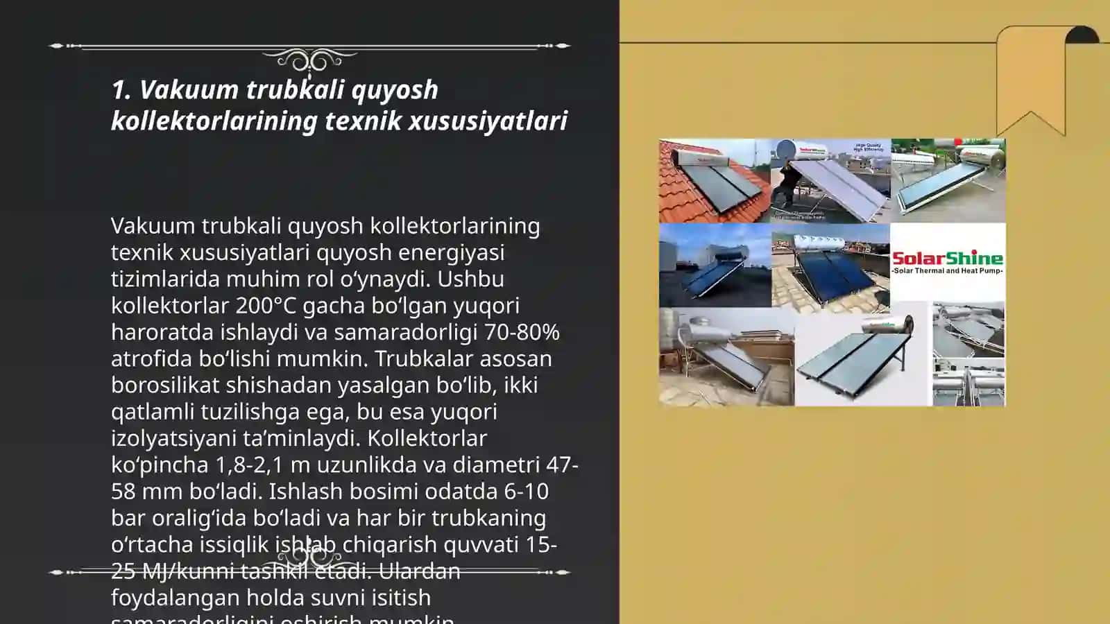 VAKUM TRUBKALI QUYOSH KOLLEKTORLARINING RESURS VA TEXNIKA IQTISODIY KO`RSATKICHLARI 3