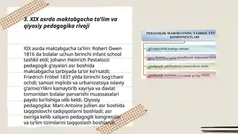 Maktabgacha ta‘limda qiyksiy pedagogika fanining mazmuni,mohiyati va predmeti 3