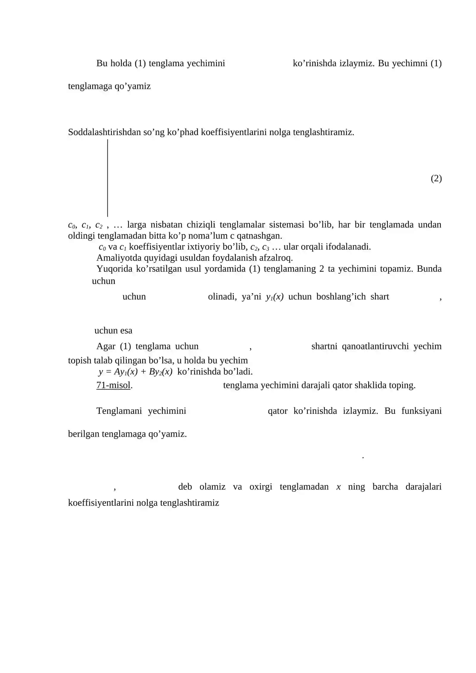 Differensial tenglamalarni darajali qatorlar yordamida yechimini topish 3