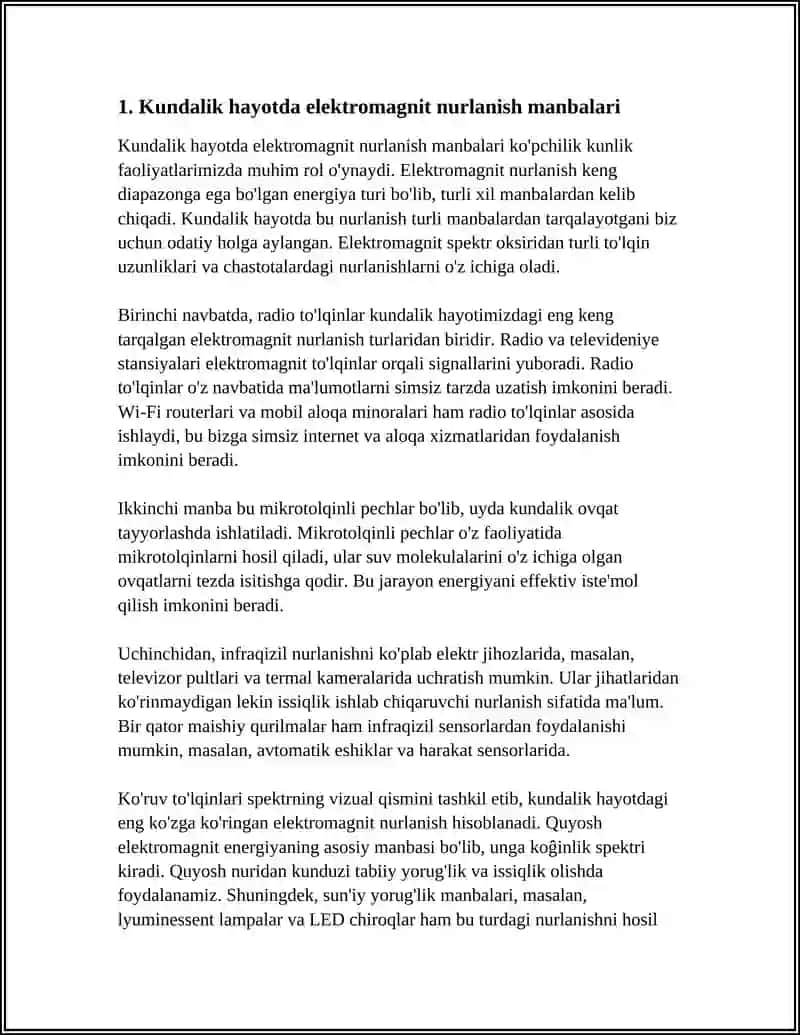 Elektromagnit nurlanish va uning organzima ta'siri 3