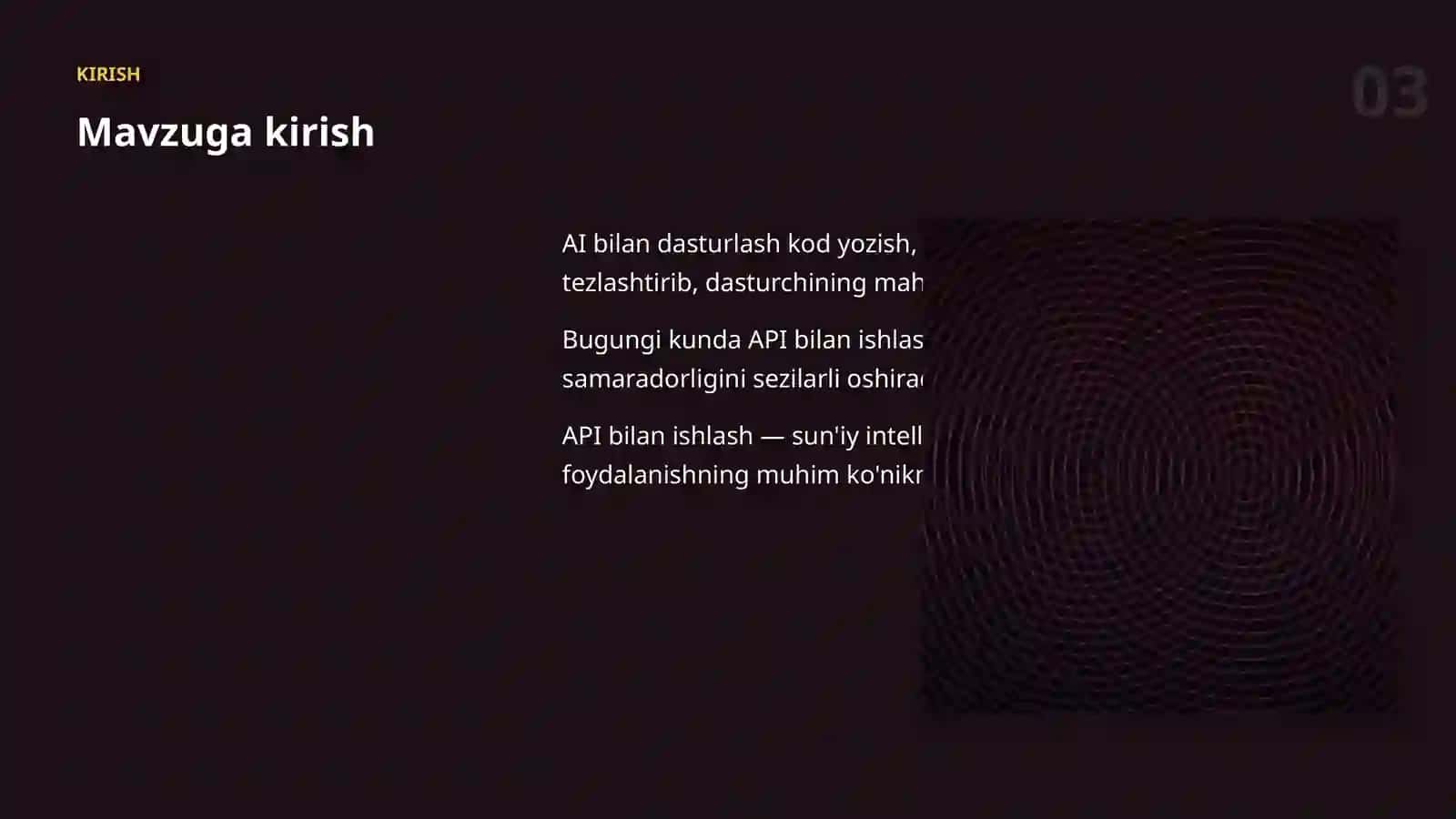 Sun'iy intellekt bo'yicha amaliy taqdimot 3