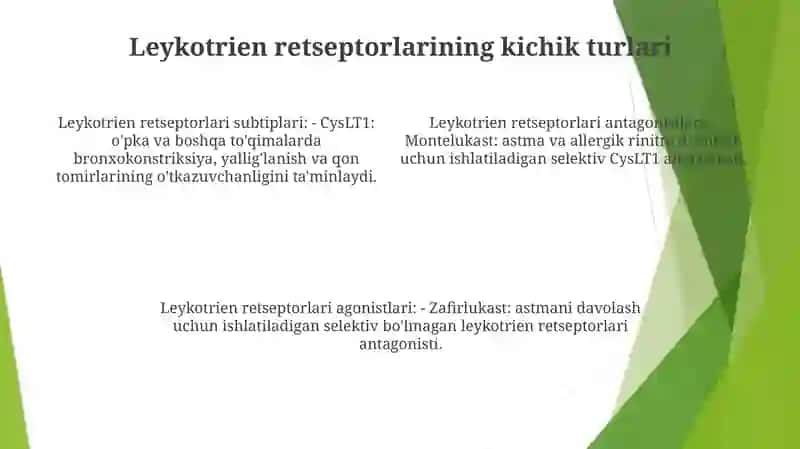 Leykotrien Retseptorlariga Ta‘Sir Qiluvchi Dori Vositalari 3