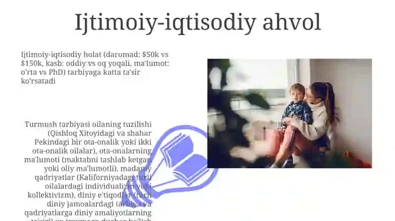 Tarbiyaga tasir etuvchi omillar. Tarbiya nazariyasi va tarbiya turlari 3