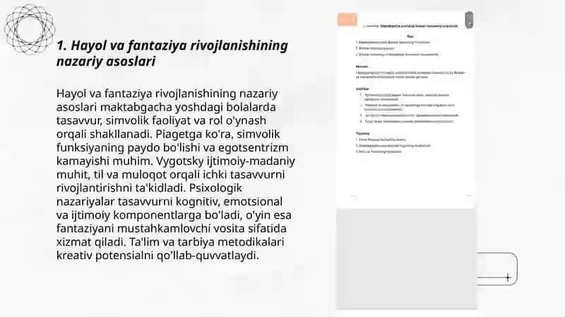 Hayol va fantaziya rivojlanishining nazariy asoslari 3