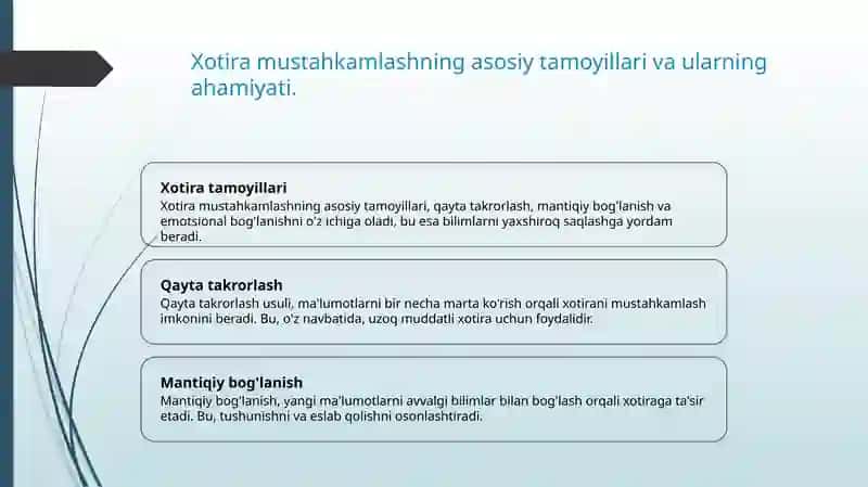 Xotira ma`lumotlarni mustahkamlash yo`llari usullari va vositalari 3