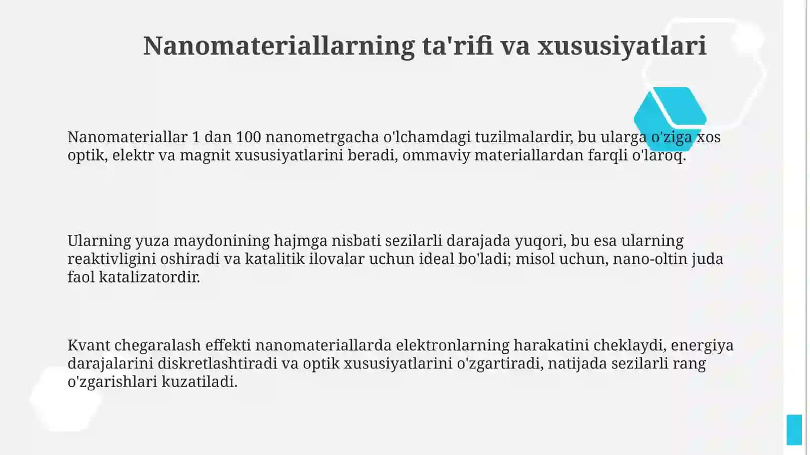 Nanomateriallar, nanobirikmalarning olinishi va ishlatilishi 3