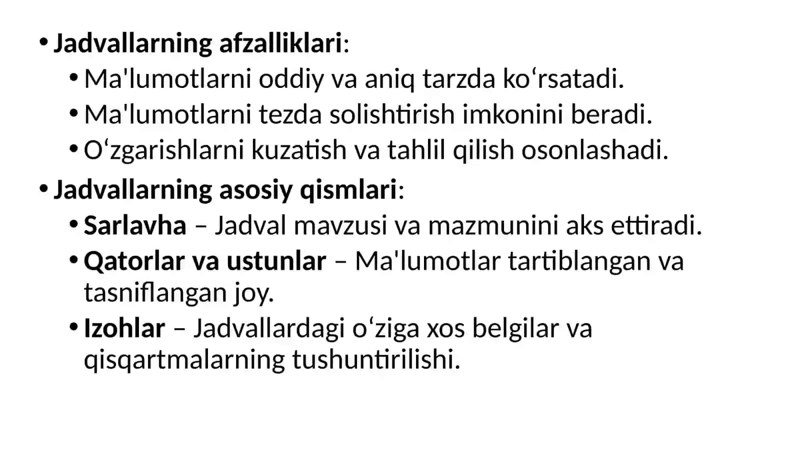 Statistik ma’lumotlarni jadval va grafiklarda tasvirlash 3