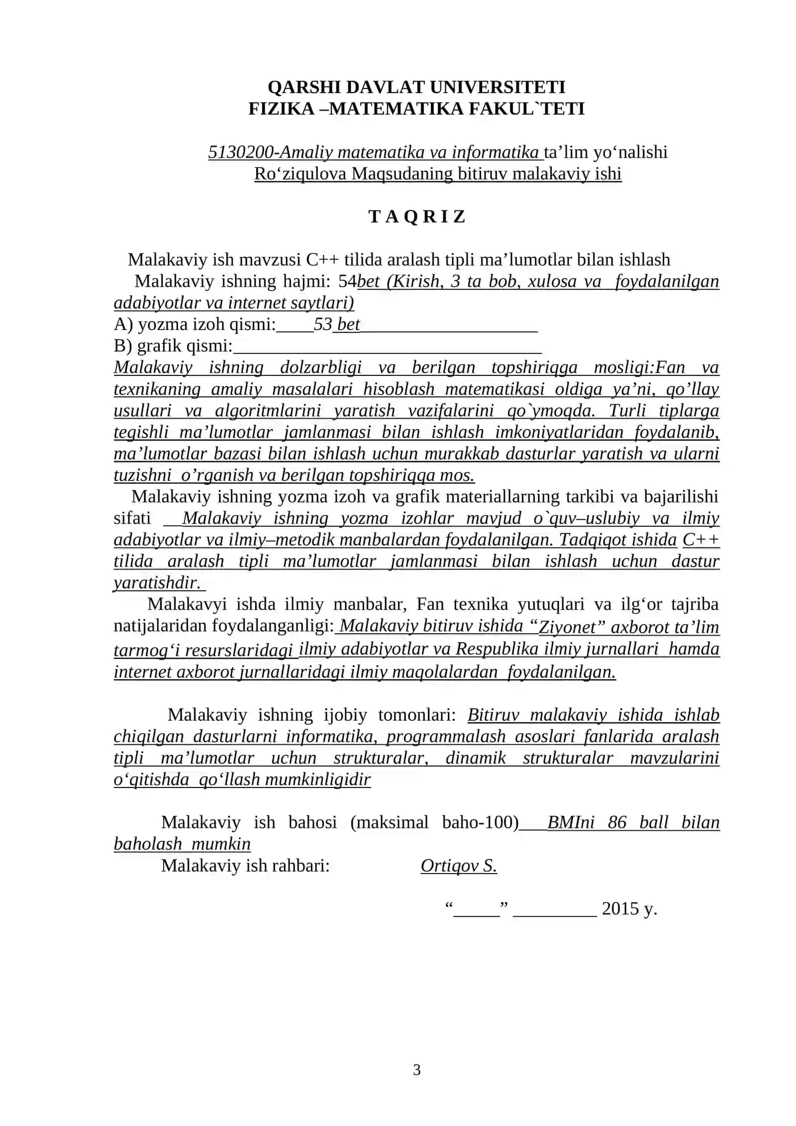 "C++ tilida aralash tipli ma’lumotlar bilan ishlash" 3