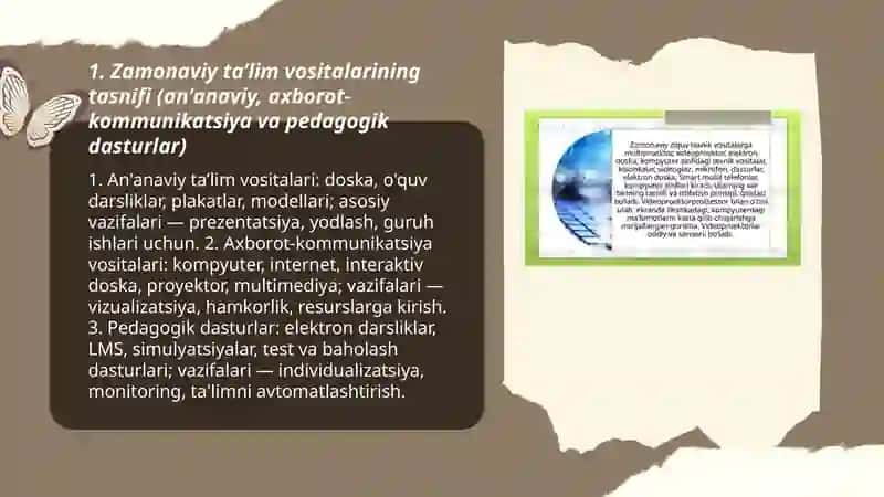 Zamonaviy ta’lim vositalarining turlari va o’quv jarayonida ta’lim vositalaridan foydalanish metodikasi 3