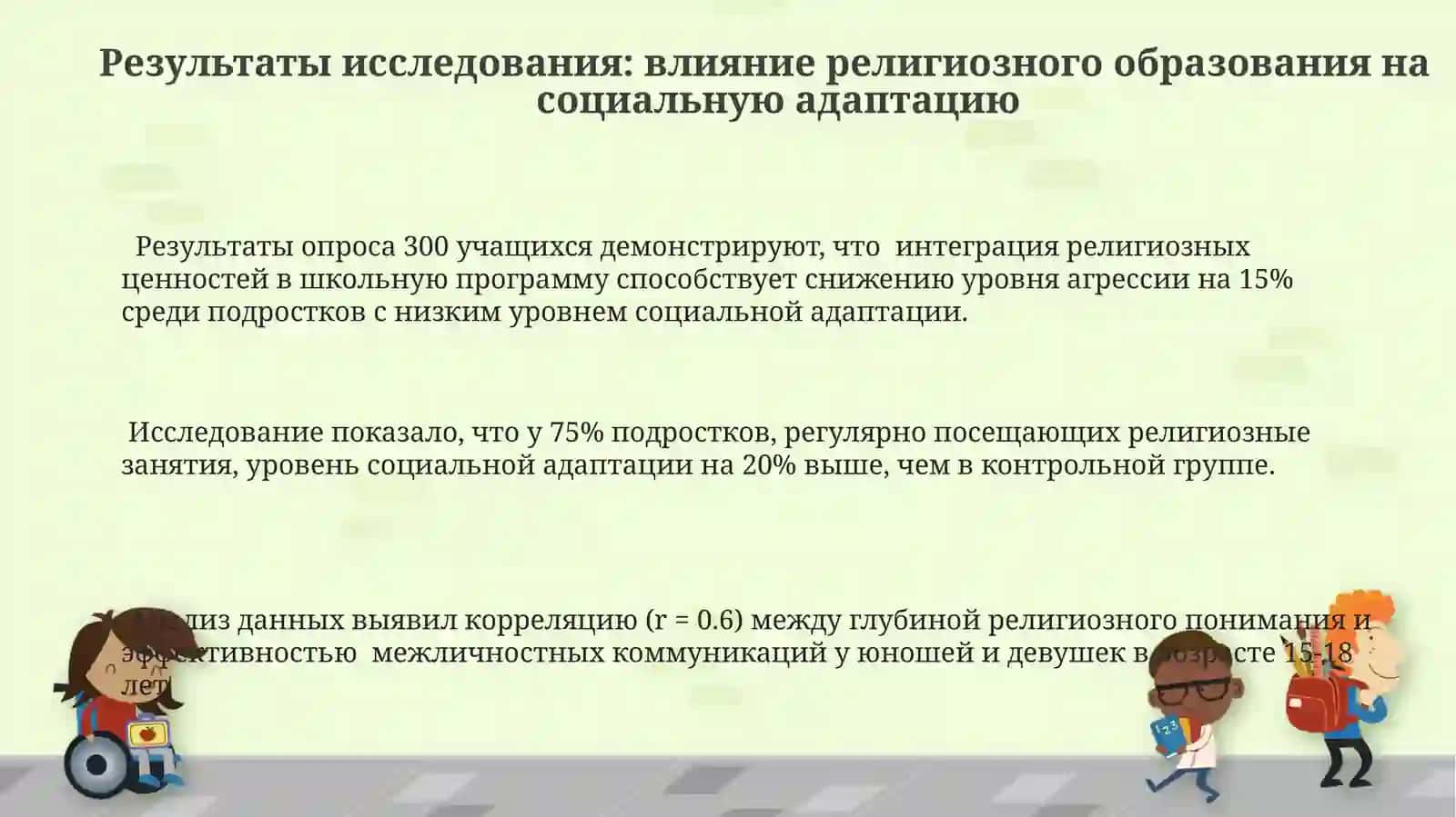 Иследование взаимосвязи между религиозным образованием и социальной адаптации молодёжи 3
