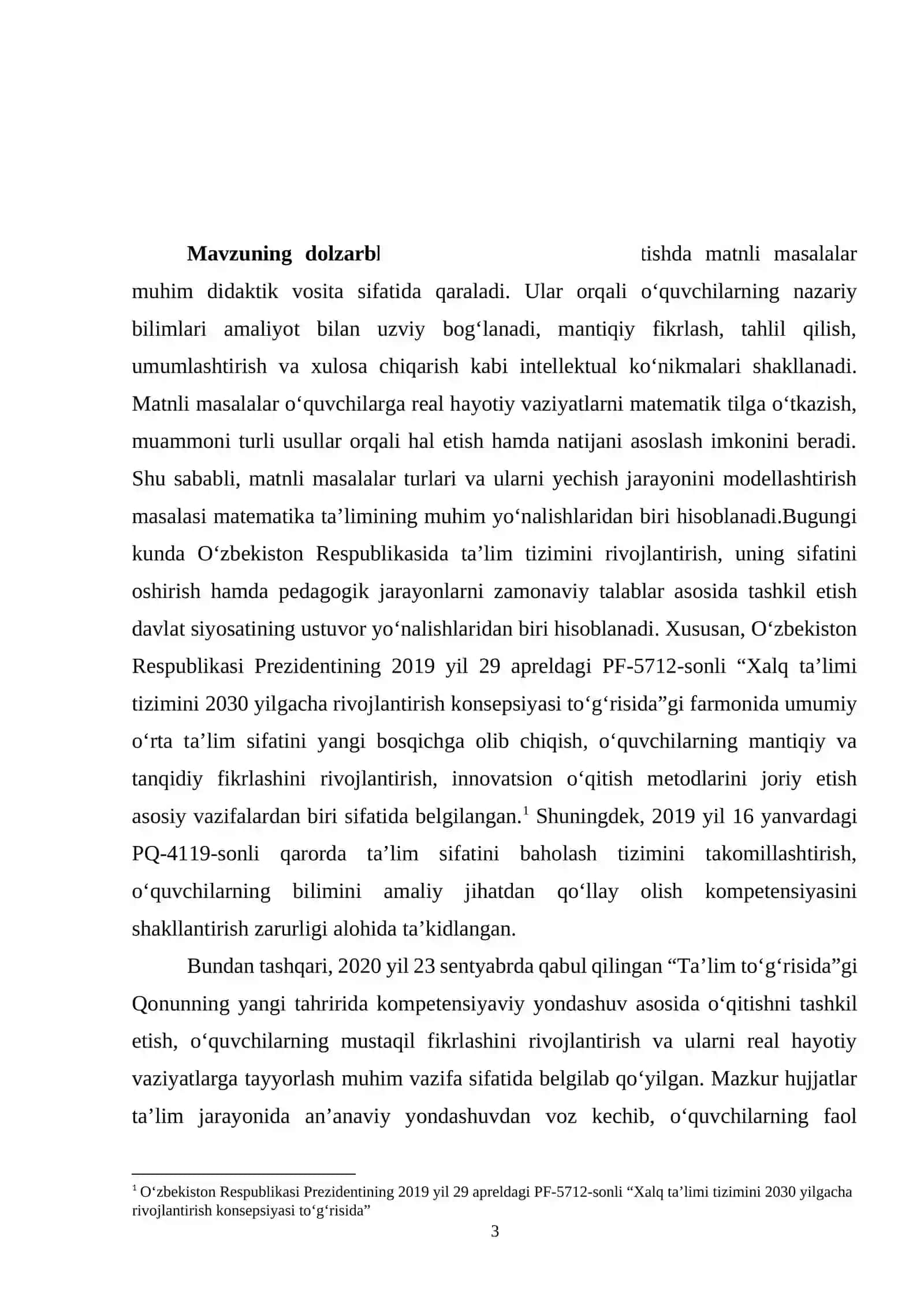 MATNLI MASALALAR TURLARI, MATNLI MASALALAR YECHISH JARAYONINI MODELLASHTIRISH 3