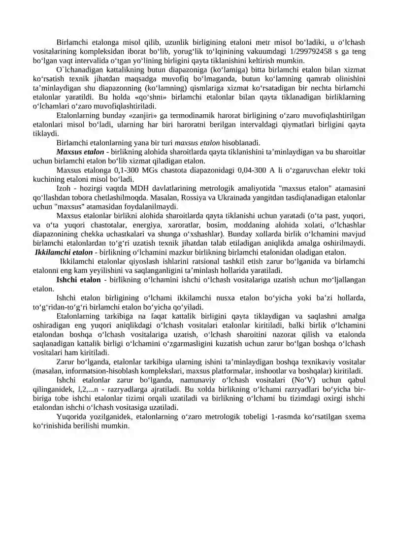Kattalik Etalonlari va Ularni Saqlash va Uzatish Usullari 3