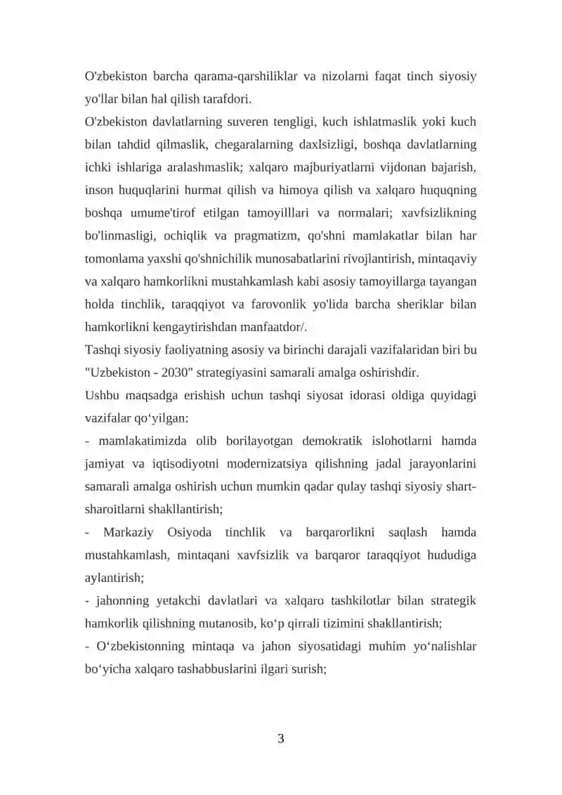 O‘zbekiston Respublikasining tashqi siyosati 3