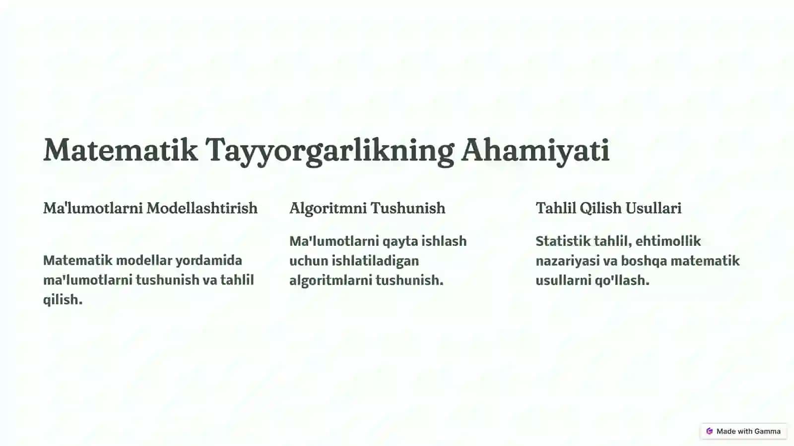 Ma'lumotlar Fani va Matematik Tayyorgarlik 3