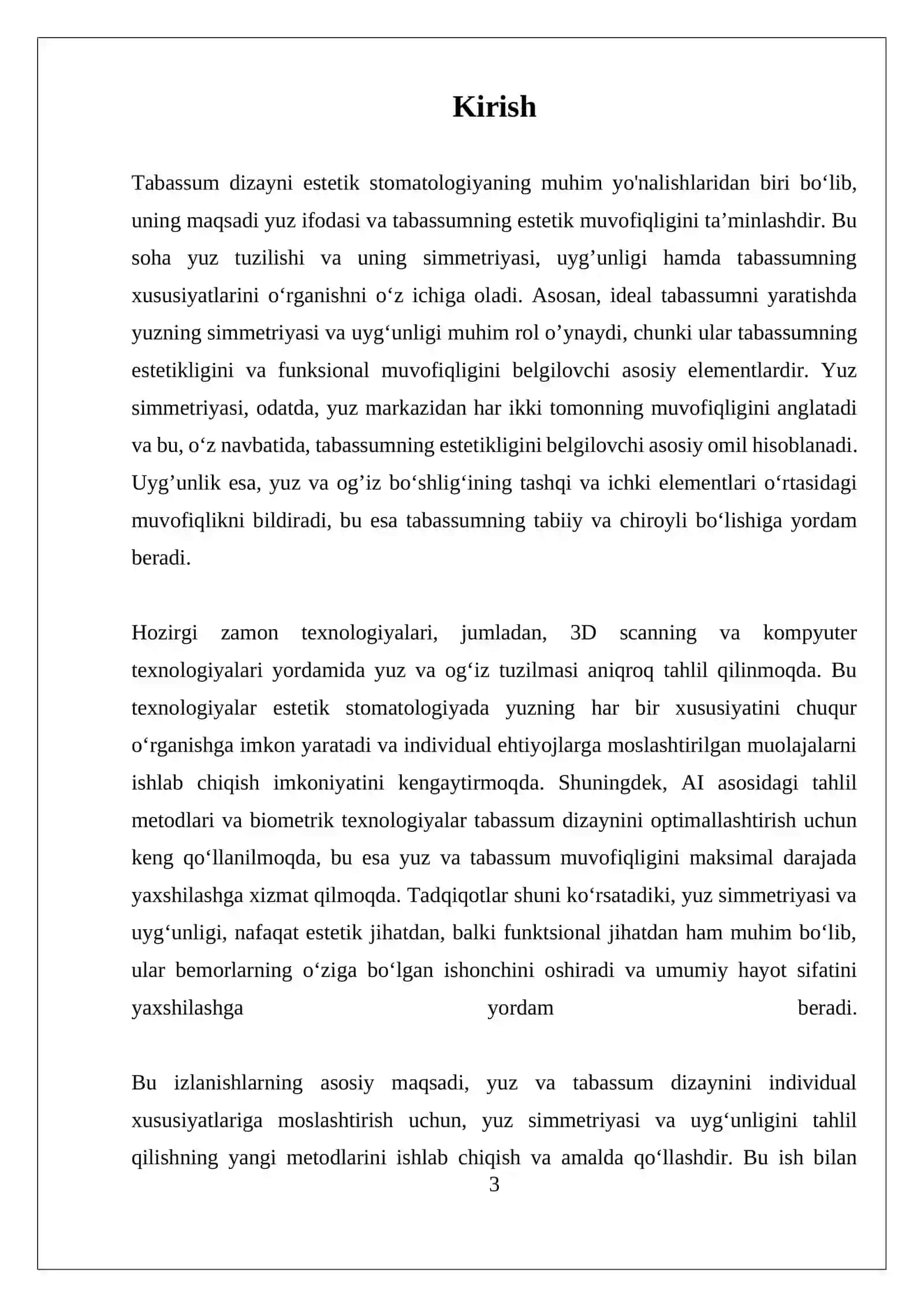 REFERAT: TABASSUM DIZAYNI: IDEAL TABASSUMNI YARATISH TAMOYILLARI, SHU JUMLADAN YUZ SIMMETRIYASI VA UYG'UNLIGINI TAHLIL QILISH 3