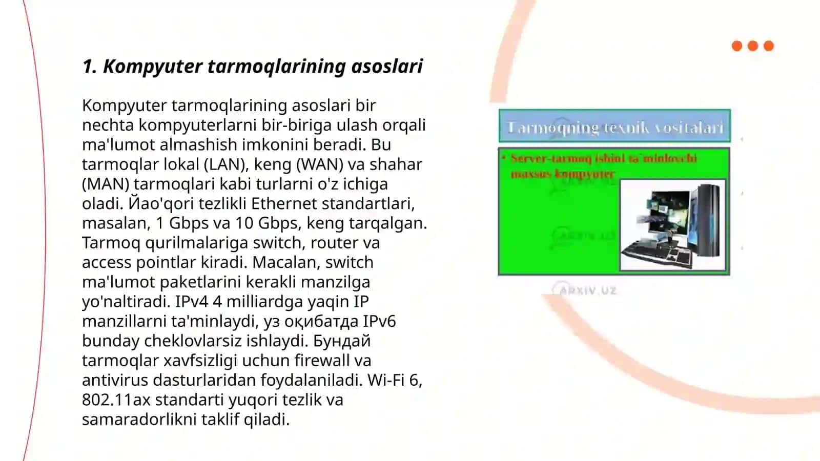 Kampyuter tarmoqlari vositalari va ularning turlari 3