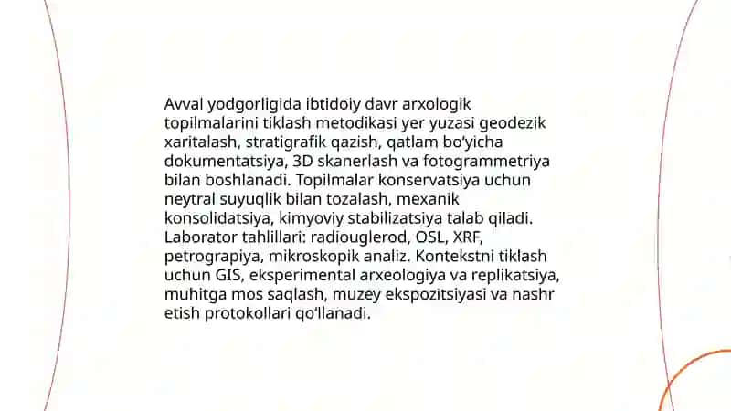 Avval yodgorligida ibtidoiy davr arxologik topilmalarini tiklash metodikasi 3