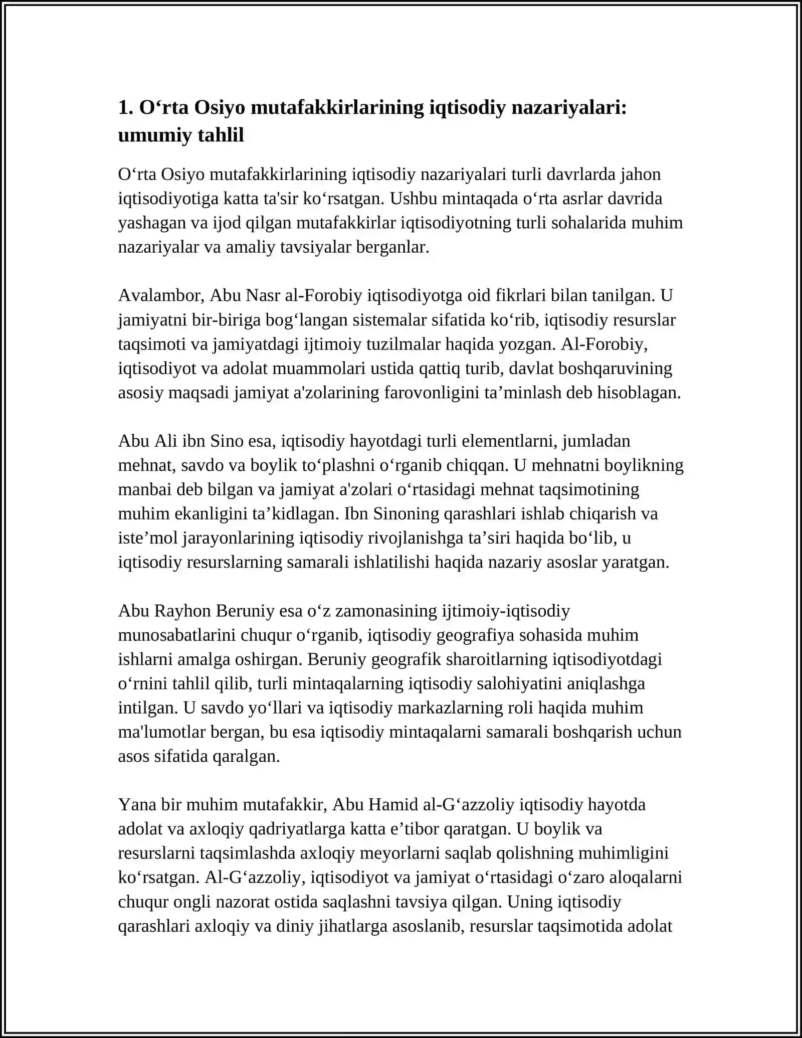 Oʻrta Osiyo Mutafakkirlarining Iqtisodiy Nazariyalari 3