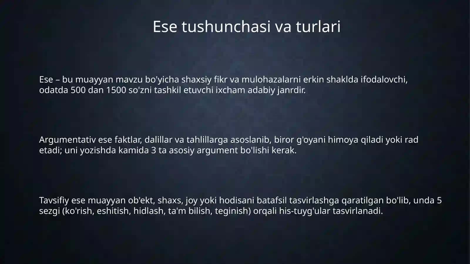 Esse.Esse turlari 3