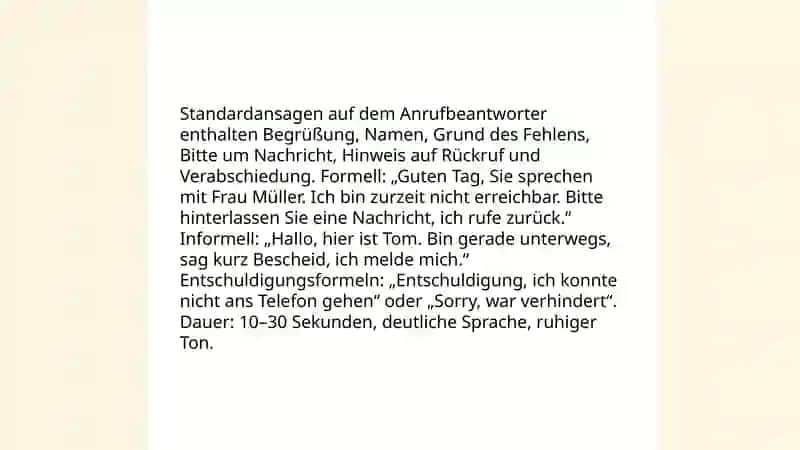 Anrufbeantworter: Nachrichten verstehen Telefongespräche: sich entschuldigen 3