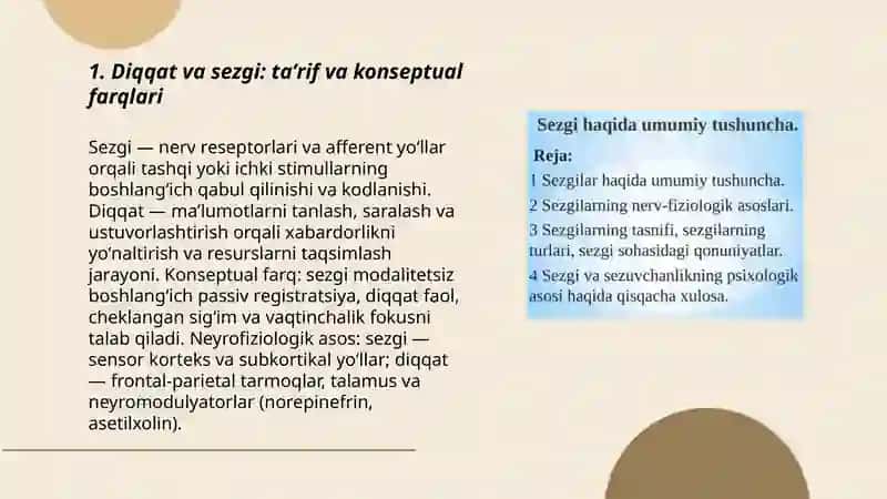 Diqqat va sezgi haqida tushuncha uning nerv fiziologik asoslari 3