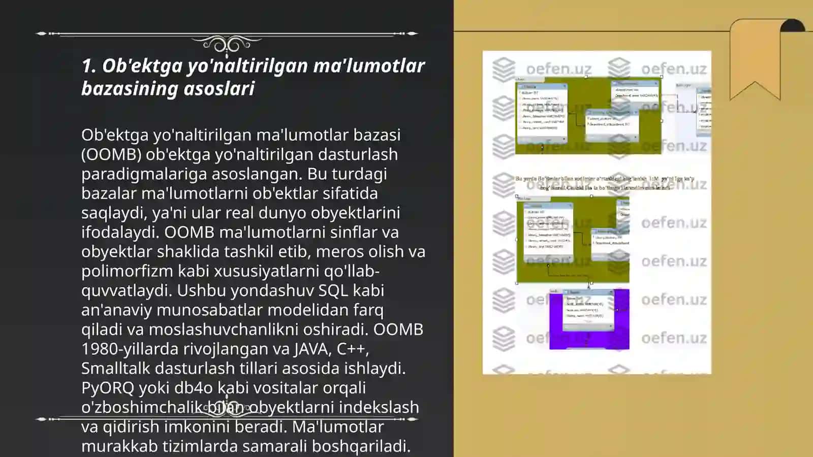 Ob'ektga yo'naltirilgan ma'lumotlar bazasi 3