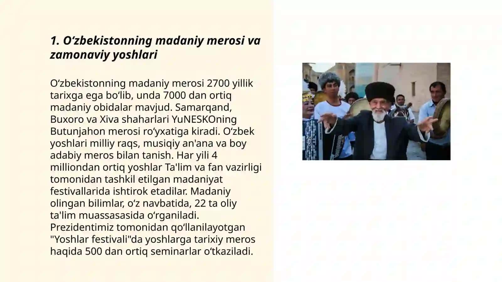 Oʻzbekistonning madaniy merosi va zamonaviy yoshlari 3