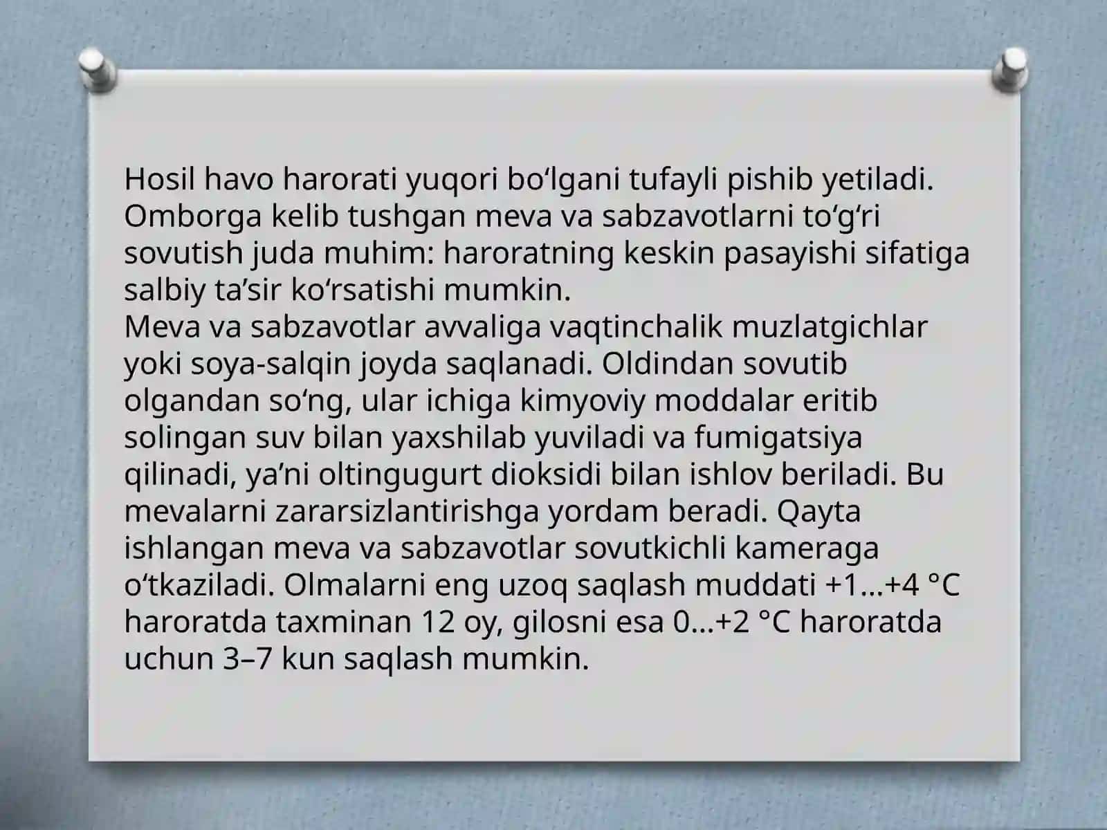 Poliz mevalarini saqlash usullari va omborhona turlari. 3