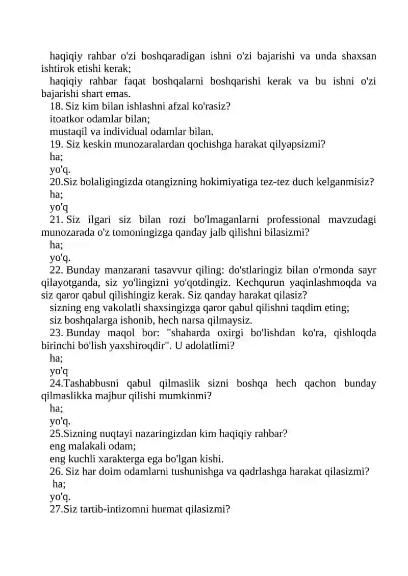 Sinov uchun ko'rsatmalar 3