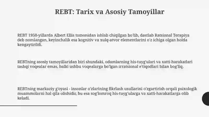 REBT: Tarix va Asosiy Tamoyillar 3