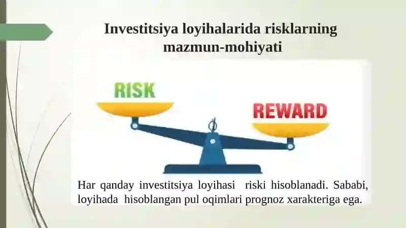 Investitsiya loyihalarini moliyalashtirishda risklarni baholash va boshqarish 3