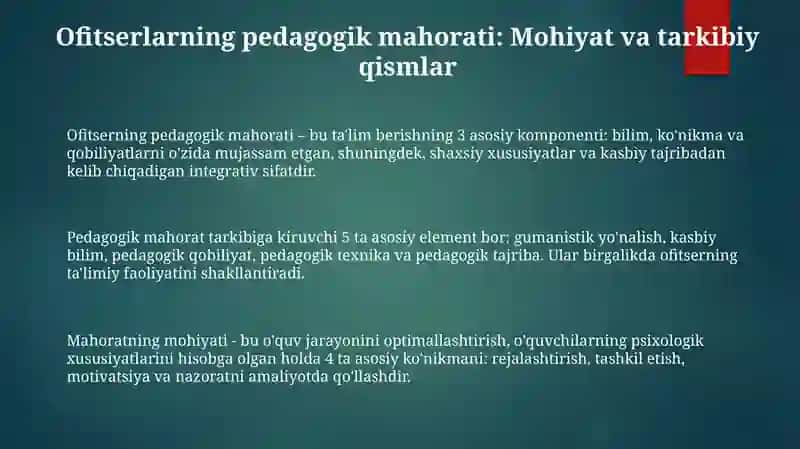 Ofitserlarning pedagogik mahoratiuning psixologik-pedagogik tafakkuri 3