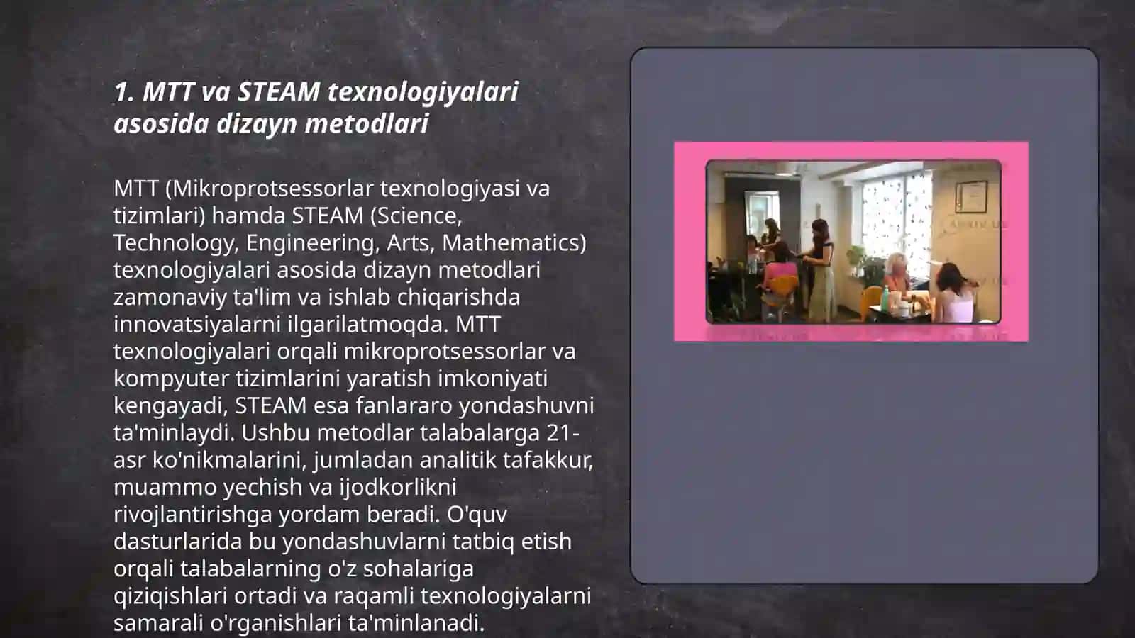 MTT va STEAM texnologiyasi asosida dizayn va kreativ ijodkorlikni shakllantirish 3