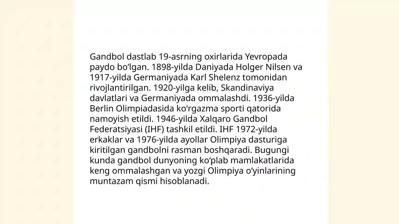 Gandbol O'yinining Kelib Chiqishi va Rivojlanish Tarixi 3