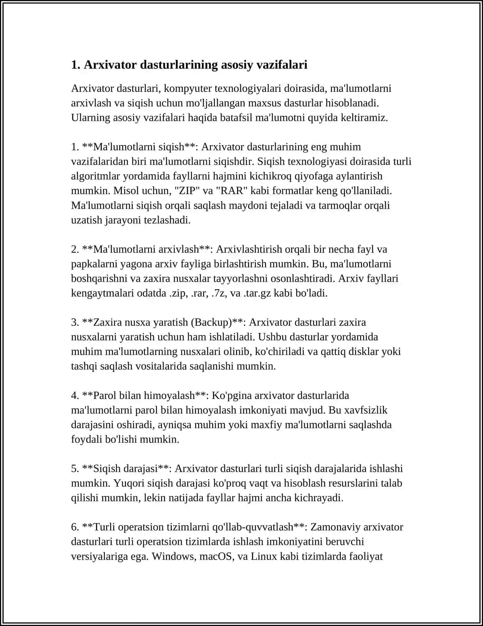 ARXIVATOR DASTURLARI VA ULARNING IMKONIYATLARI 3