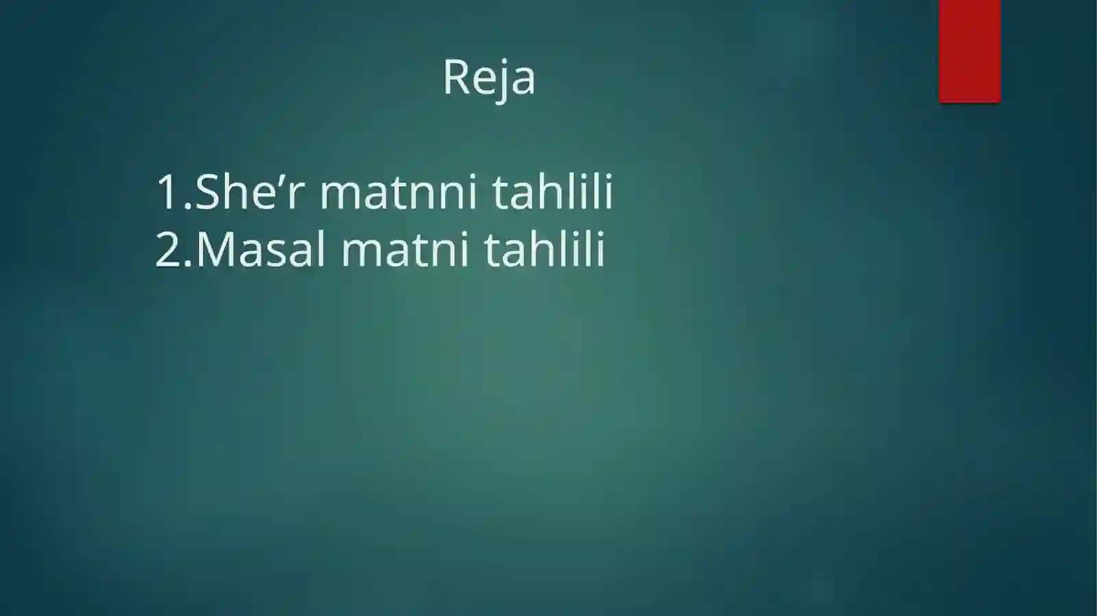 Sheʼr matni tahlili. Masal matni tahlili 3