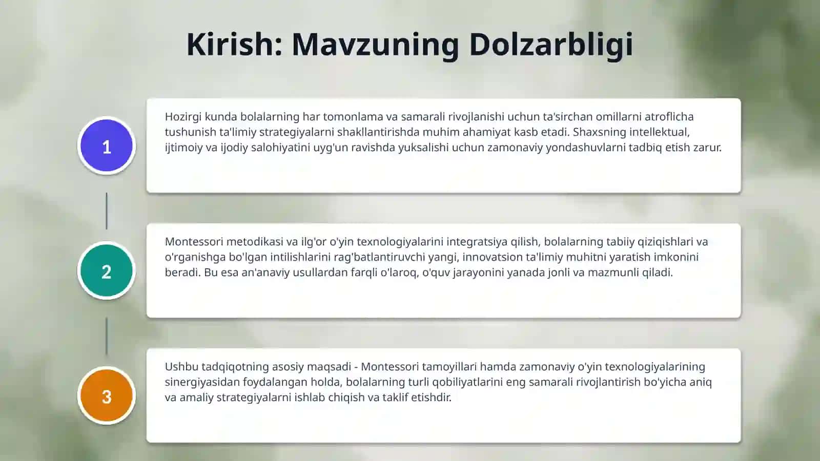 ​"Montessori metodikasi va zamonaviy o‘yin texnologiyalari uyg‘unligida bolalar qobiliyatini rivojlantirish" 3
