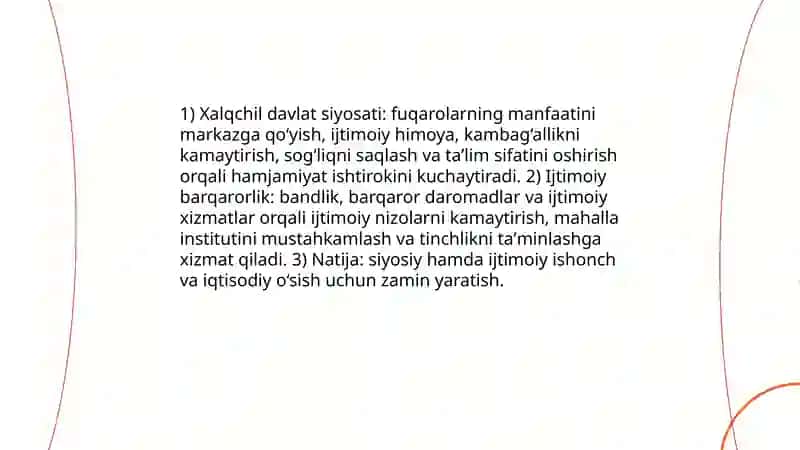 Xalqchil davlat siyosati va ijtimoiy barqarorlik Yangi O‘zbekistonda 3